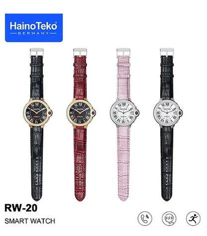 Haino Teko Germany RW 20 Dimond edition classic Round smartwatch with Two set strap for women's and Girls Pink