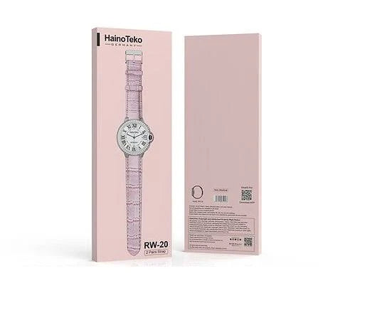 Haino Teko Germany RW 20 Dimond edition classic Round smartwatch with Two set strap for women's and Girls Pink
