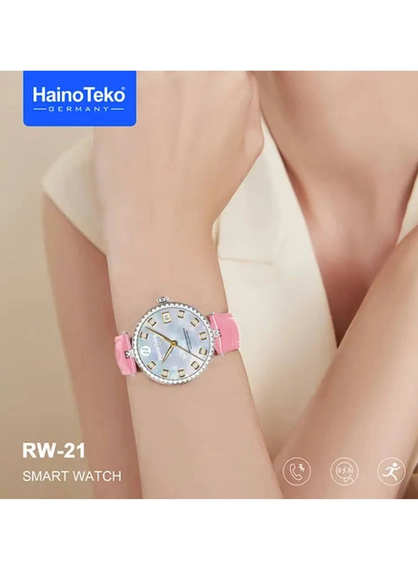 Haino Teko Germany RW21 Smart Watch With 2 pair Strap and Wireless Charger for Ladies